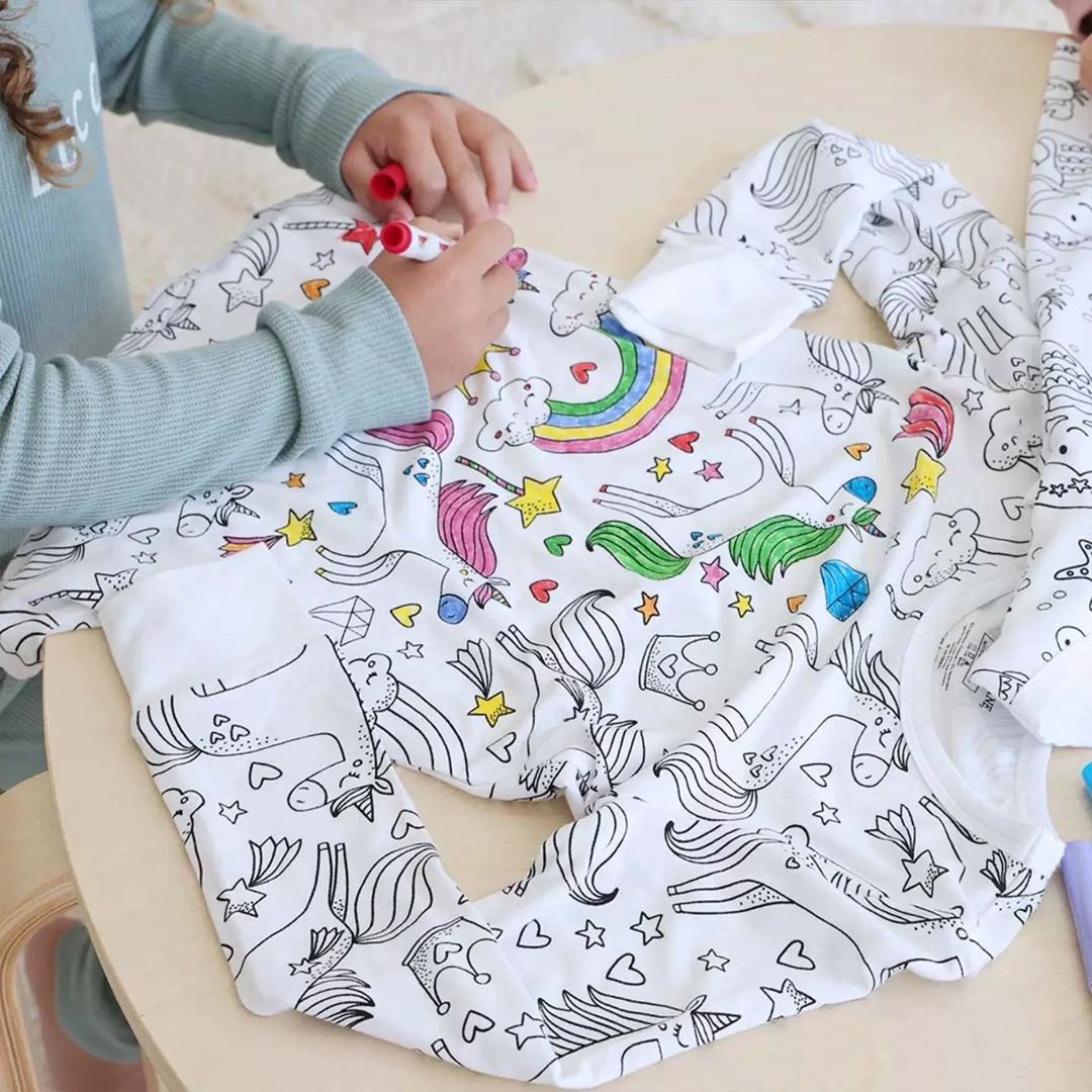 Unicorn Colour me in Christmas PJs