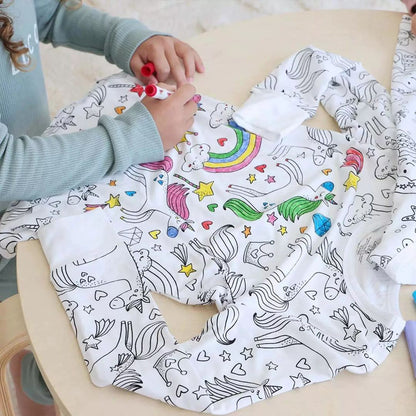 Unicorn Colour me in Christmas PJs