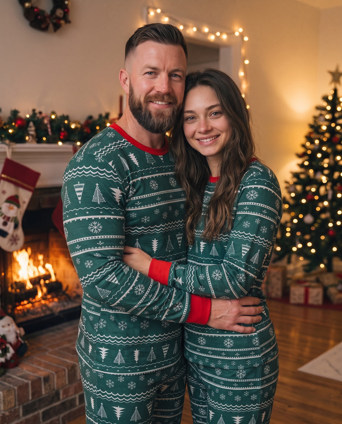 Green Couples Christmas Pyjamas