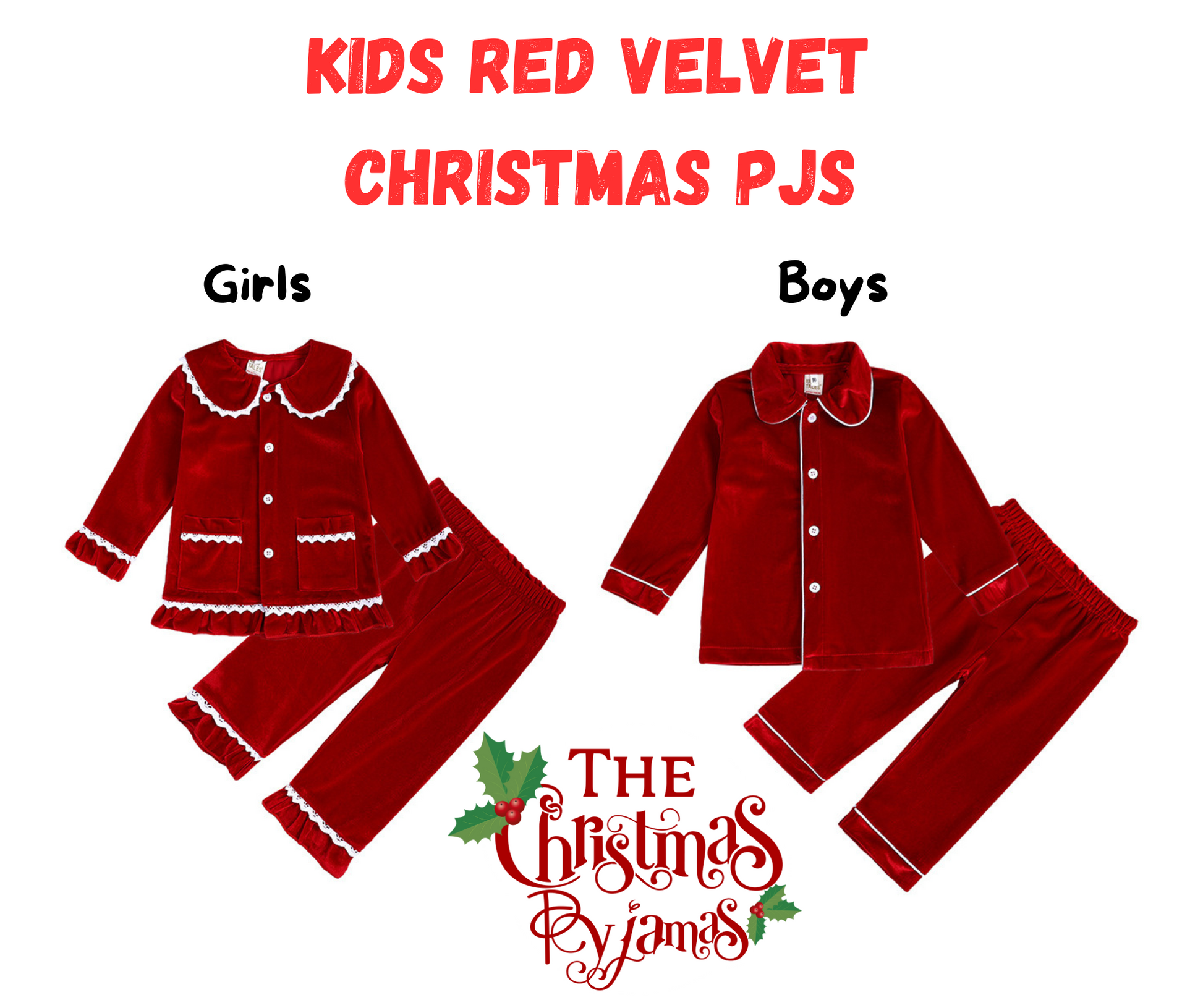 Kids Red Velvet Christmas PJs