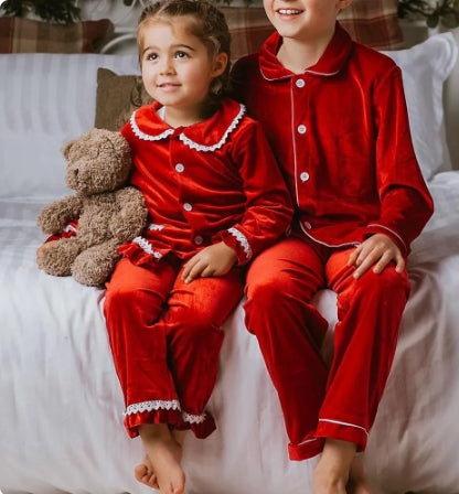 Kids Red Velvet Christmas PJs