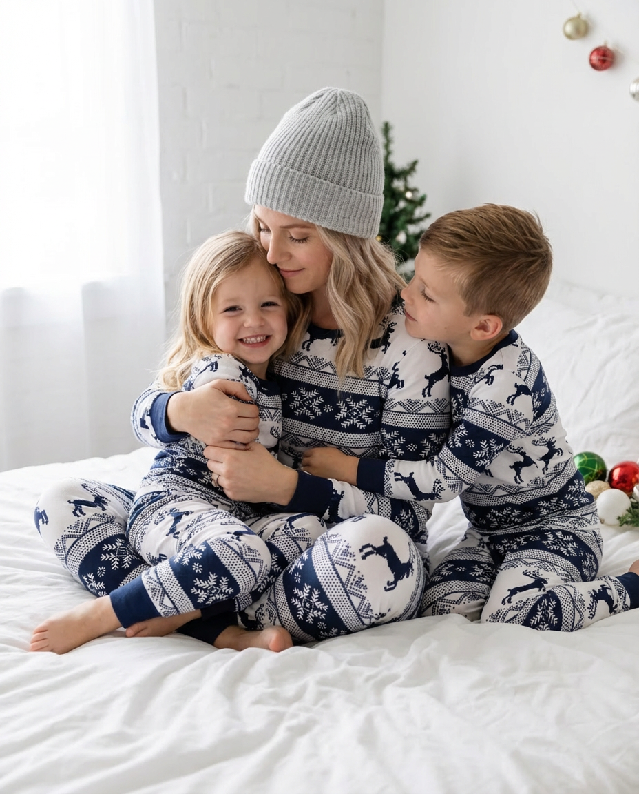 Cubwear signature navy Fair Isle Christmas pyjamas for kids with cosy premium festive design