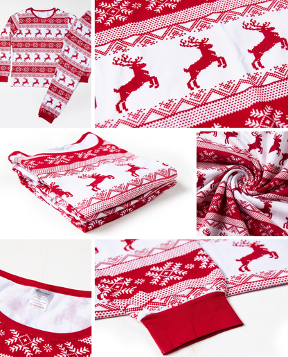 Close up images of the Red Fair Isle Christmas PJs