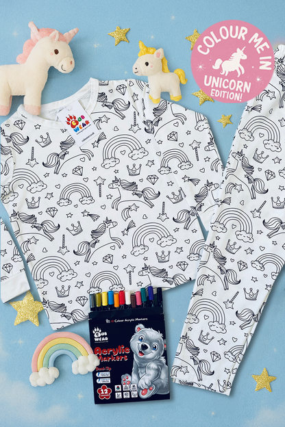 Unicorn Colour me in Christmas PJs