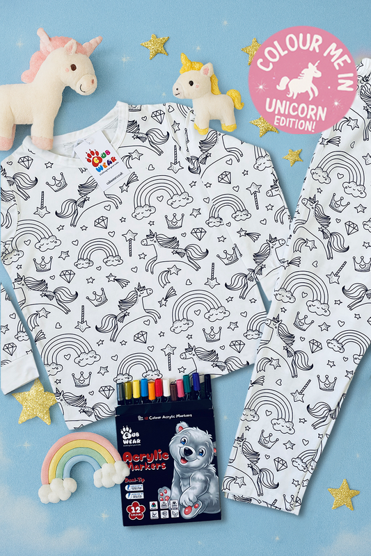 Unicorn Colour me in Christmas PJs