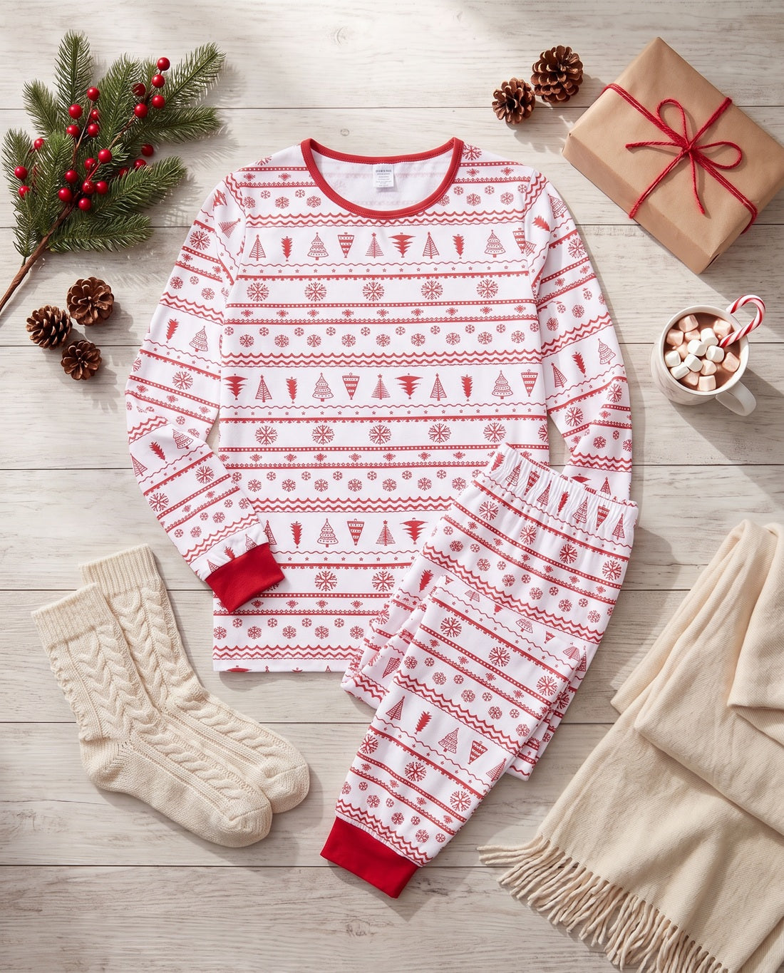 Couples Matching White Christmas PJs